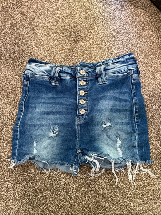 KanCan Pants - KanCan Distressed Button-Fly Denim Shorts - Blue